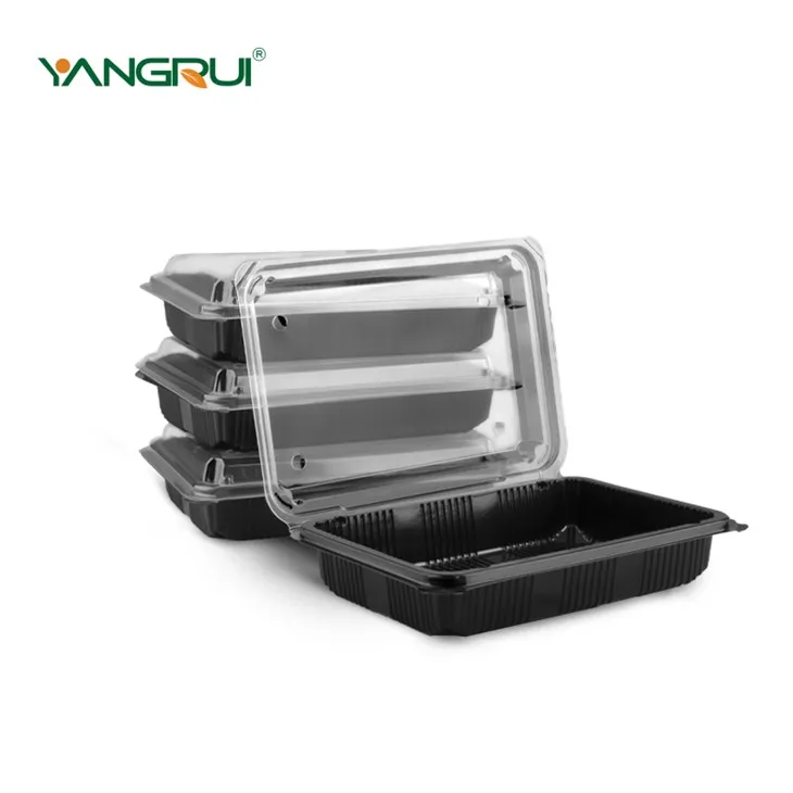 8x5.5inch Two Color Black Bottom Clear Lid Hinged Take Away To Go Food Containers