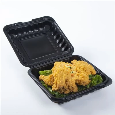 9x9" Clamshell Dubh Tóg Amach Bosca Bento